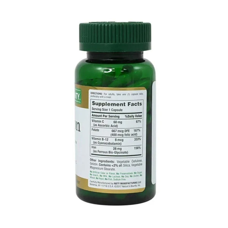 Natures Bounty Easy Iron 28mg 90 Capsules