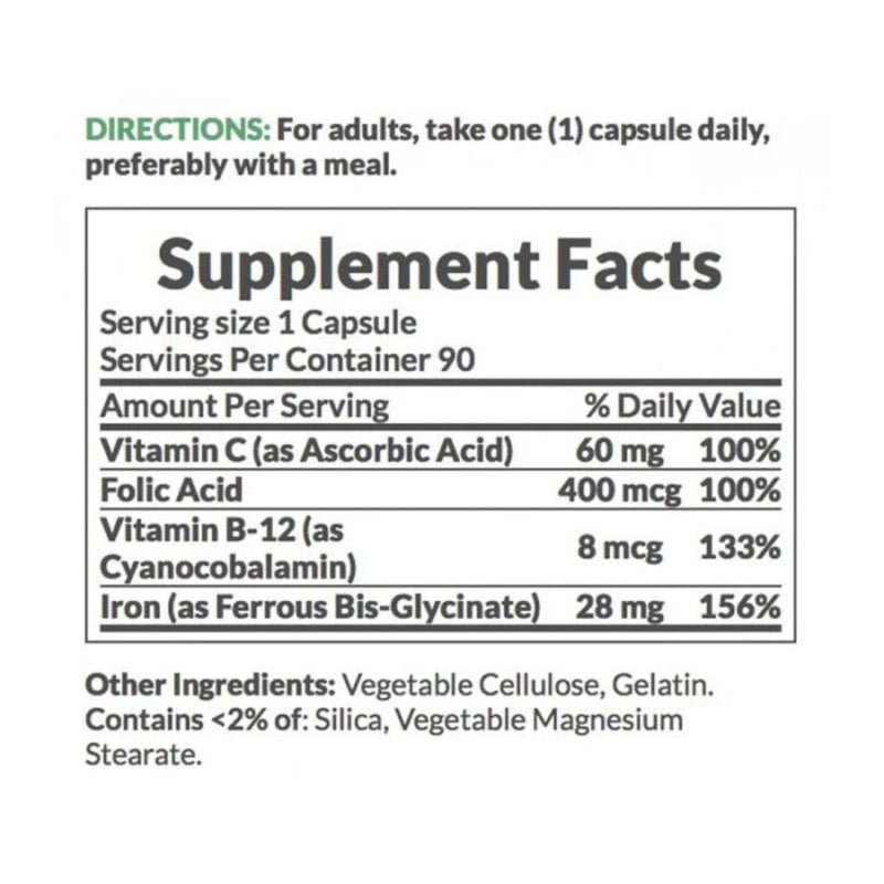 Natures Bounty Easy Iron 28mg 90 Capsules