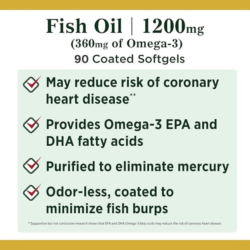 Natures Bounty Fish Oil 1200mg + D3 1000IU 90 Softgel