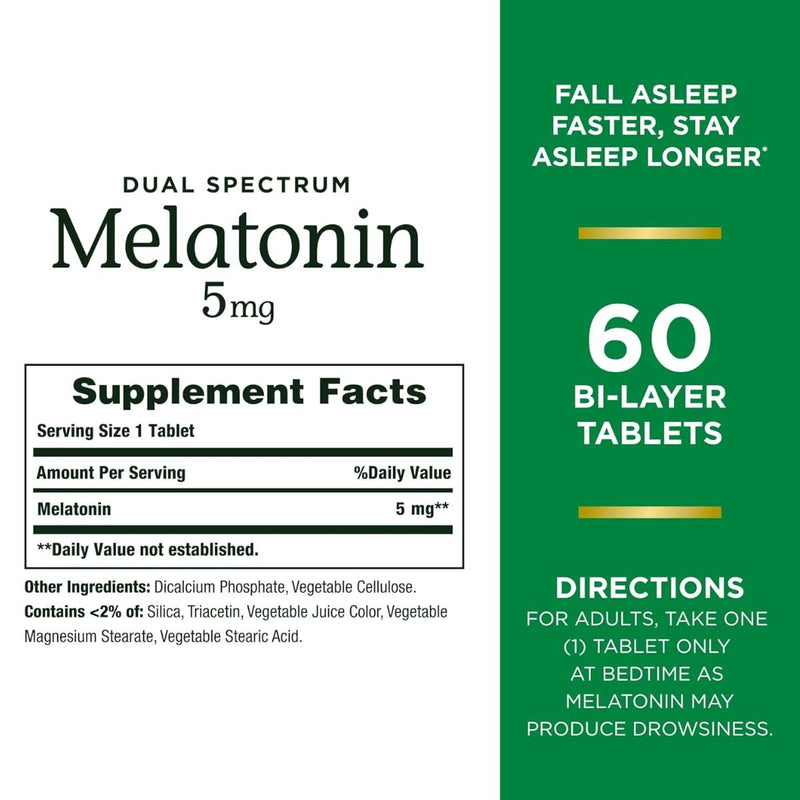 Natures Bounty Melatonin 5mg Dual Spectrum 60 Tablets