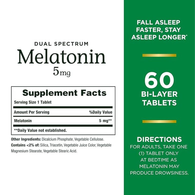 Natures Bounty Melatonin 5mg Dual Spectrum 60 Tablets