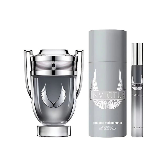 Paco Rabanne Invictus Platinum (M) Set EDP 100ml + EDP 10ml Travel Spray + Deo Spray 150ml