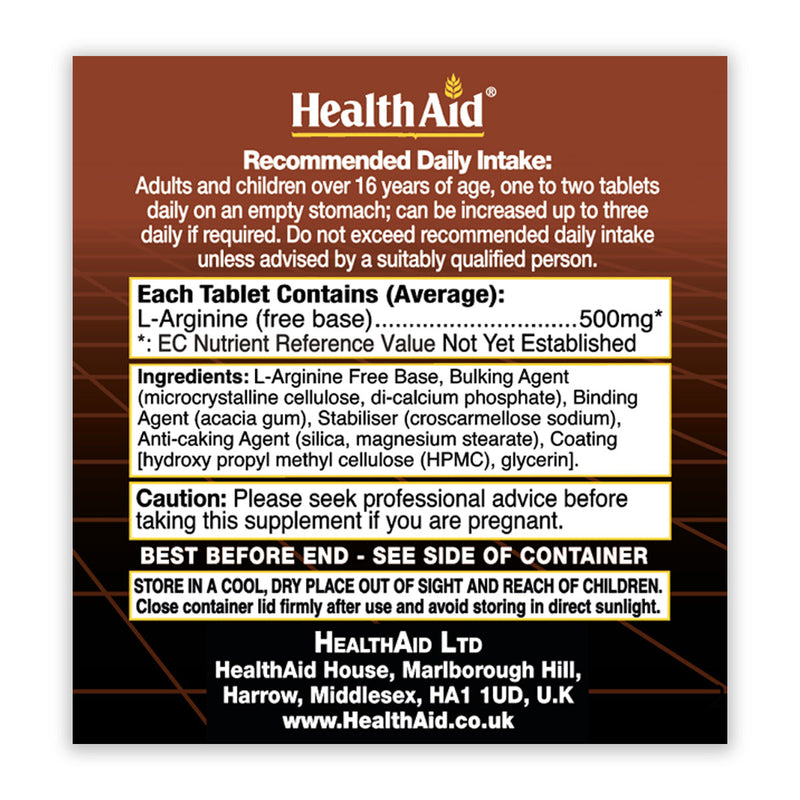 HealthAid L-Arginine 500mg 60 Tablets