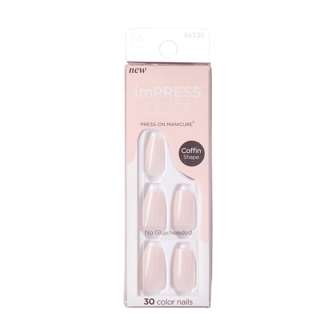 Kiss False Nails IMC502C Impress Color Press On Manicure Coffin Medium Serendipity 30 Count