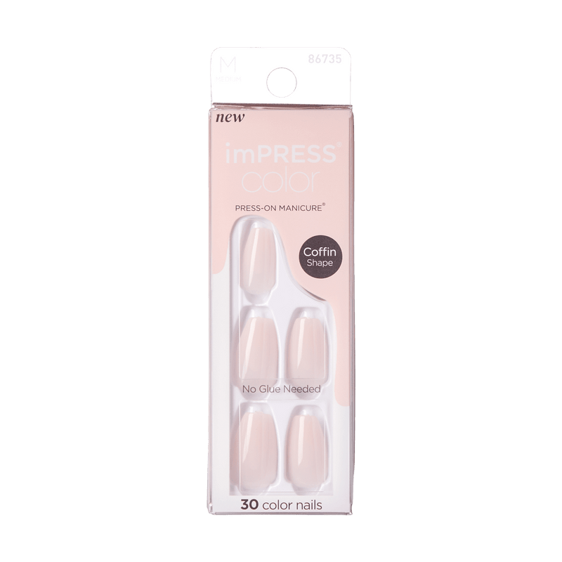 Kiss False Nails IMC502C Impress Color Press On Manicure Coffin Medium Serendipity 30 Count