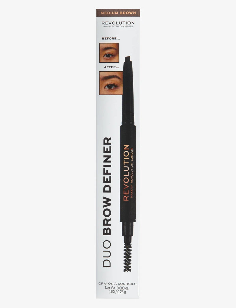 Revolution Makeup Duo Brow Definer Pencil Medium Brown 0.25g