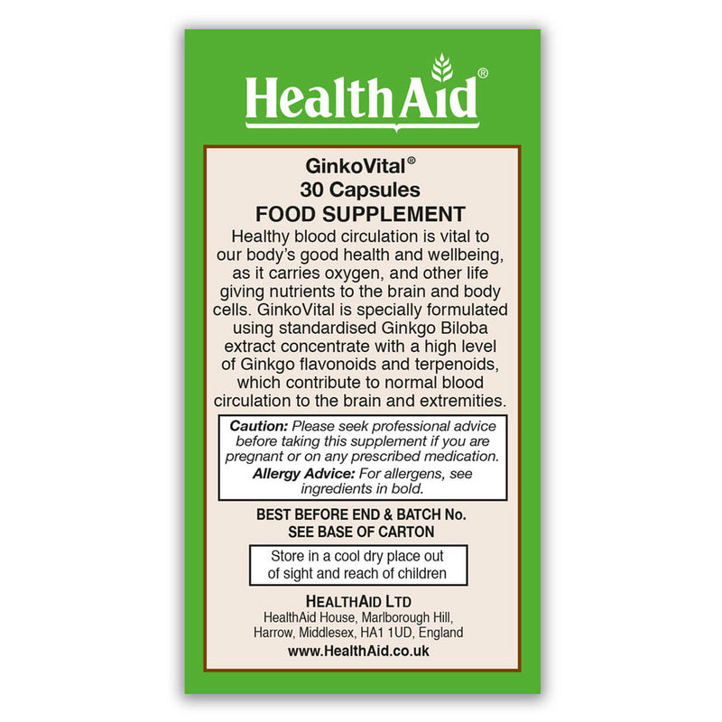 HealthAid GinkoVital 5000mg 30 Capsules