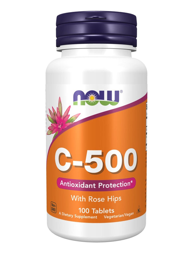 Now Vitamin C 500mg With Rose Hips 100 Tablets