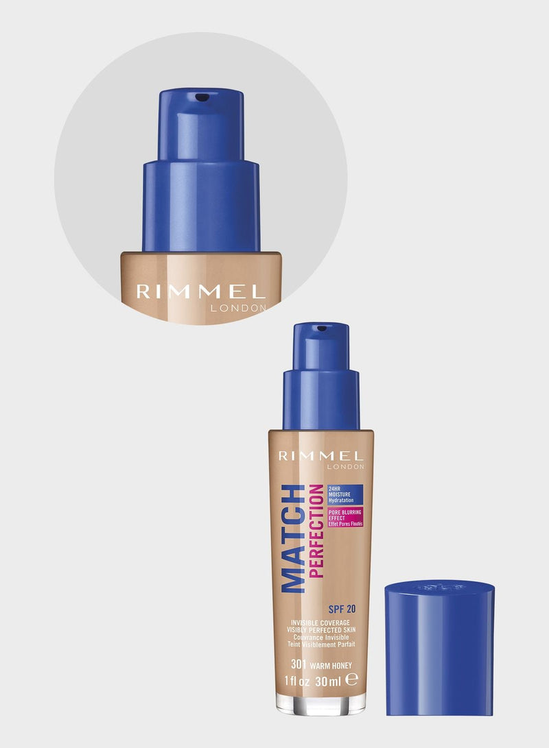 Rimmel Match Perfection Foundation Warm Honey 301 30ml