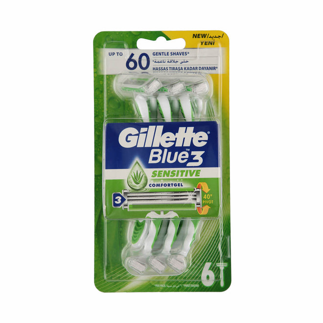 Gillette Razor Disposable Blue3 Sensitive 6 Count