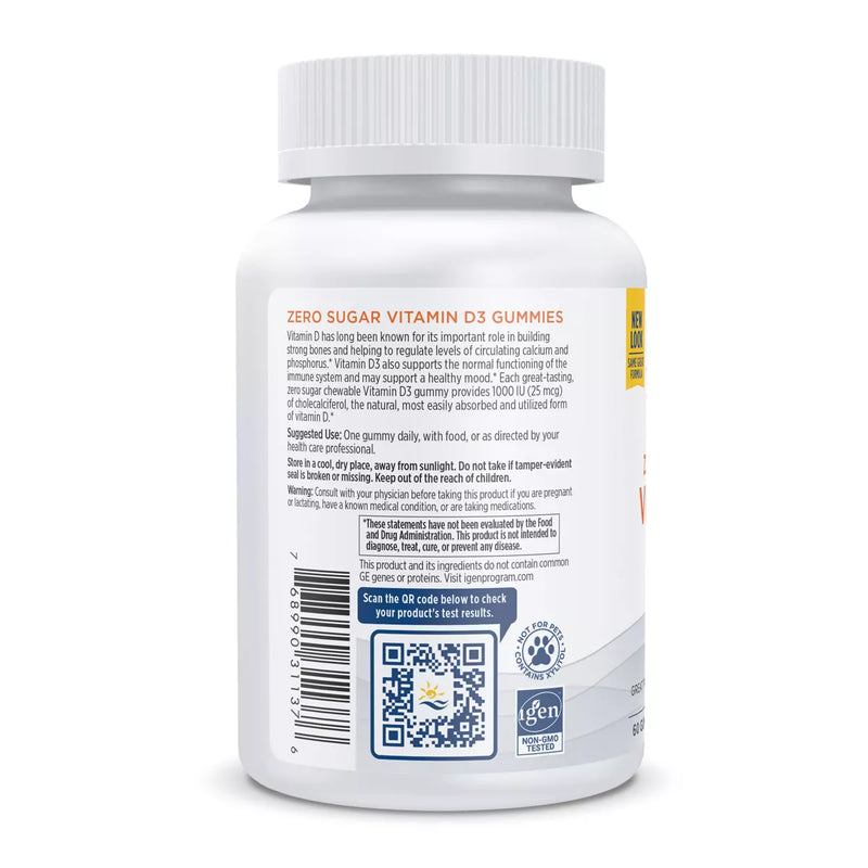 Nordic Naturals Zero Sugar Vitamin D3 1000IU 60 Gummies