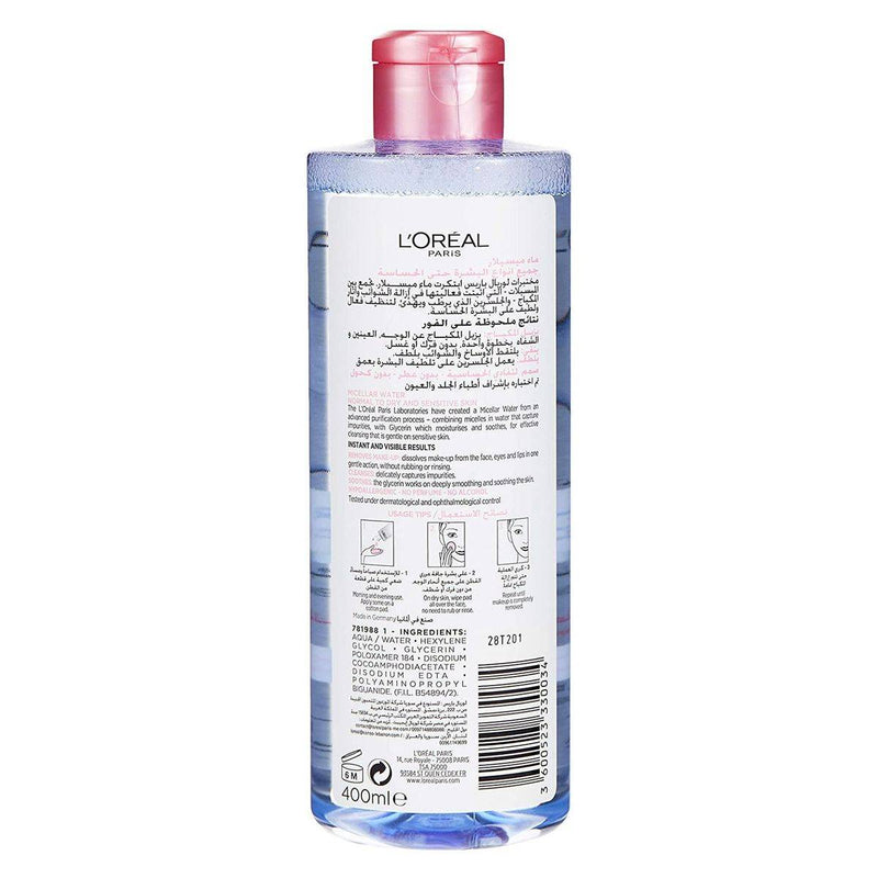 Loreal Paris Micellar Cleansing Water Make Up Remover Sensitive 400ml