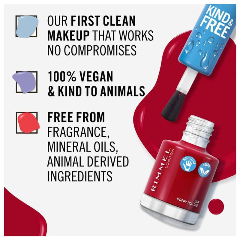 Rimmel Kind & Free Nail Polish 156 Poppy Pop Red 8ml