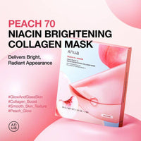 Anua Face Mask Peach 70 Niacin Brightening Collagen 38g x 4 Pieces