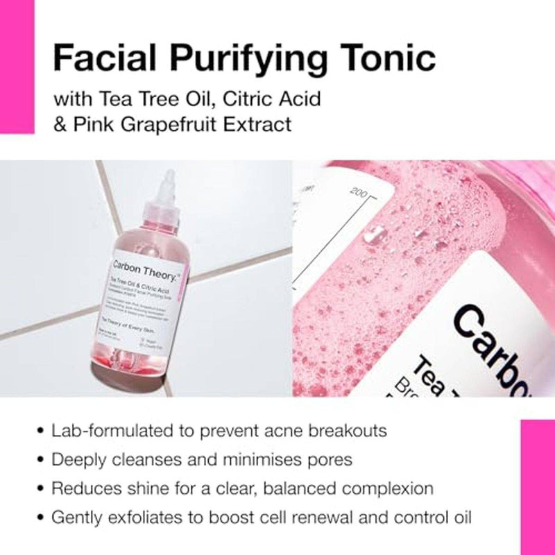 Carbon Theory Tea Tree Oil & Citric Acid Breakout Control Facial Purifying Tonic 250ml