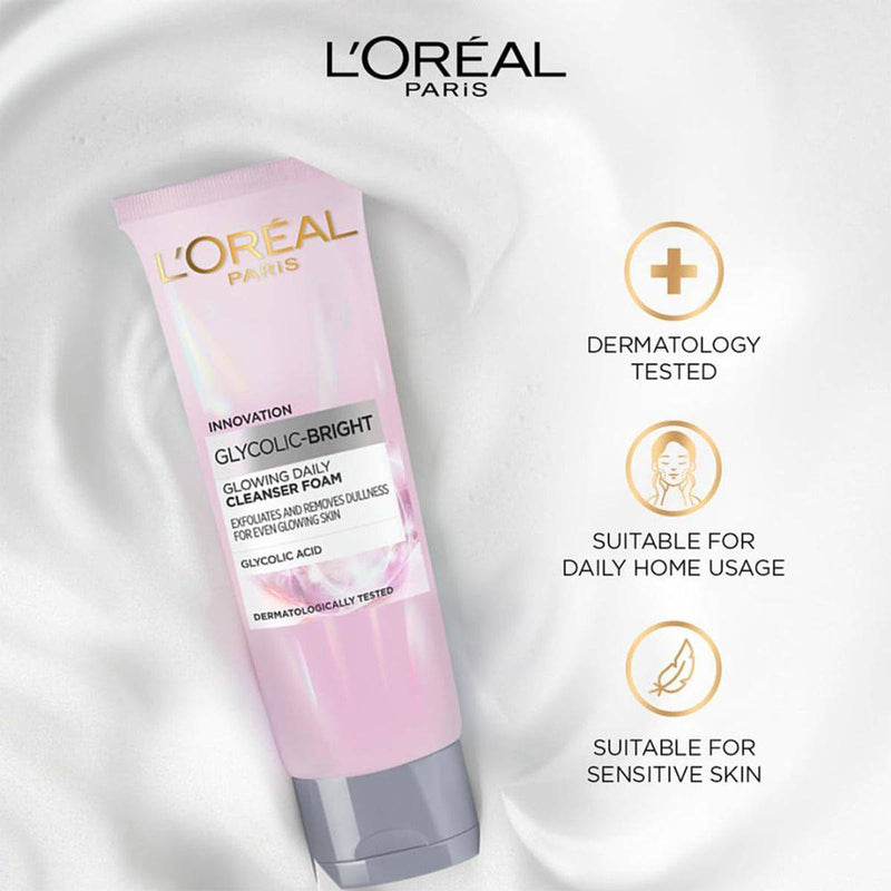 Loreal Paris Glycolic Bright Glycolic Acid Glowing Daily Cleanser Foam 100ml