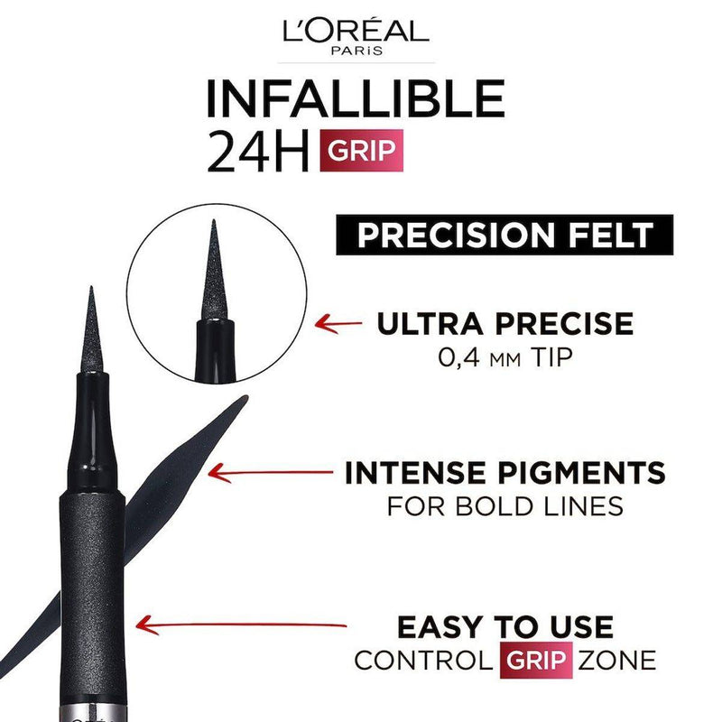 Loreal Paris Infallible Grip 24Hr Precision Felt 0.4mm Eyeliner Black