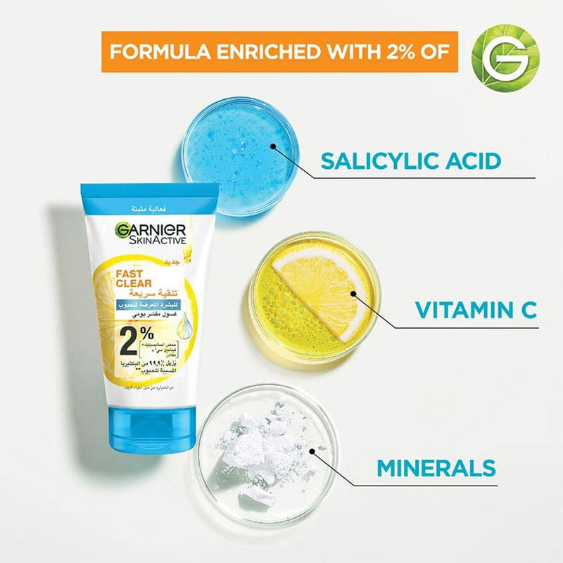 Garnier Skinactive Fast Clear Salicylic Acid Salicylic Acid 3 in 1 Face Wash 150ml