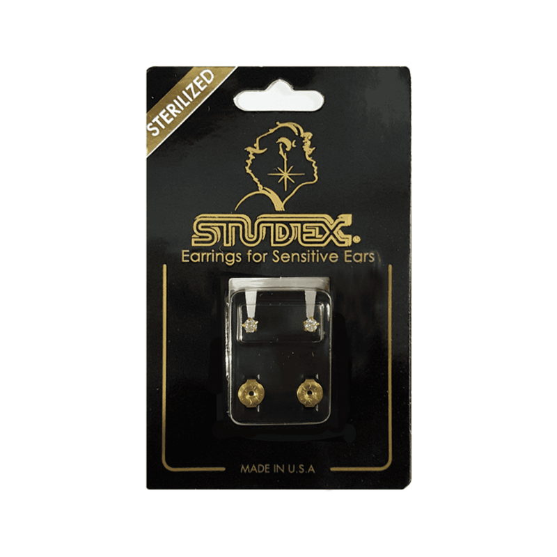 Studex Gold Plated Mini Tiffany Cubic Zirconia Card Deluxe