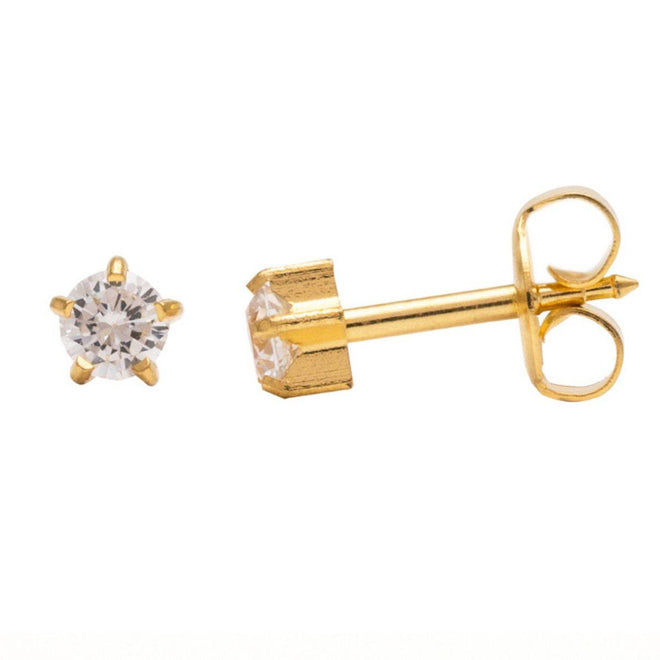 Studex Gold Plated Mini Tiffany Cubic Zirconia Card Deluxe