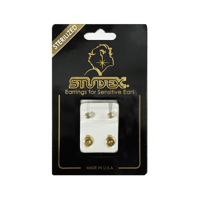 Studex Gold Plated Regular Birthstone AB Crystal Card