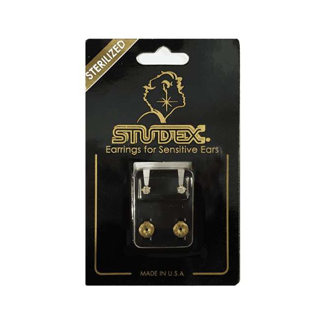Studex Gold Plated Regular Tiffany Cubic Zirconia Card Deluxe