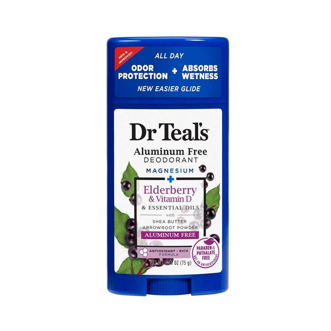Dr Teals Aluminum Free Deodorant Stick Elderberry & Vitamin D 75g