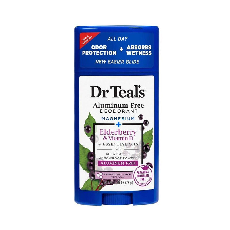 Dr Teals Aluminum Free Deodorant Stick Elderberry & Vitamin D 75g
