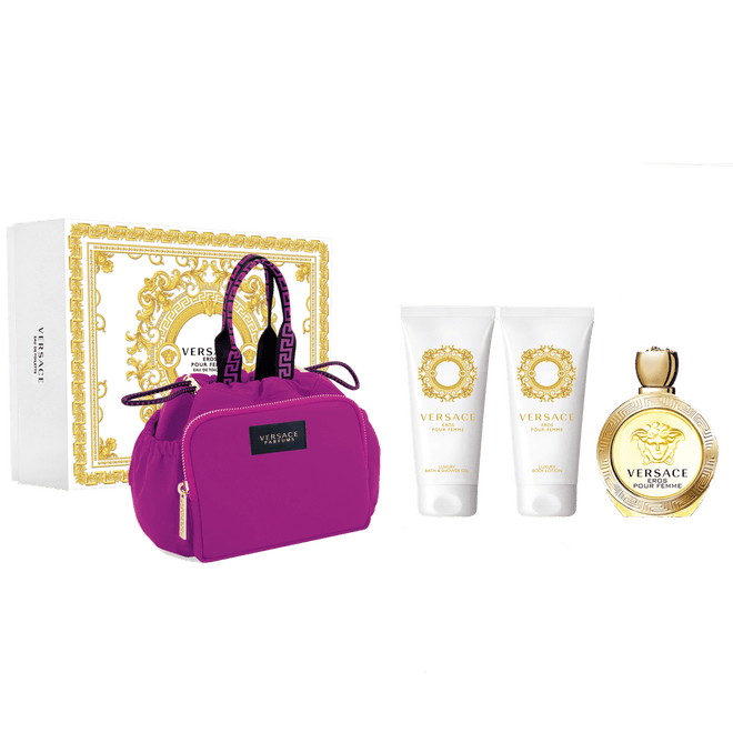 Versace Eros Pour Femme (W) Set EDT 100ml + Luxury Body Lotion 100ml + Luxury Bath & Showergel 100ml + Makeup Case