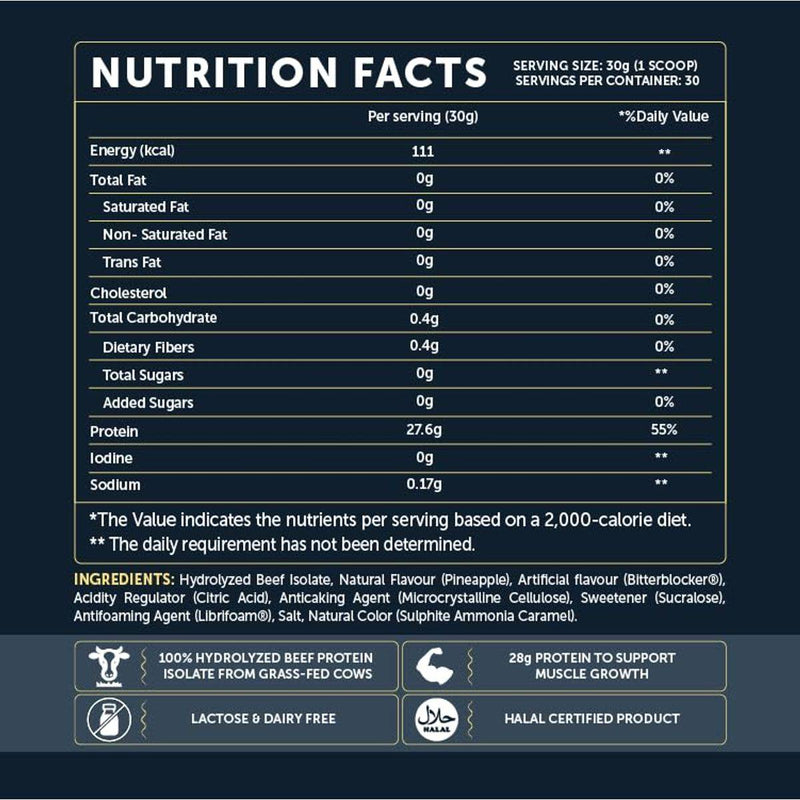 Basix Clear Beef Protein Isolate Pineapple 998g