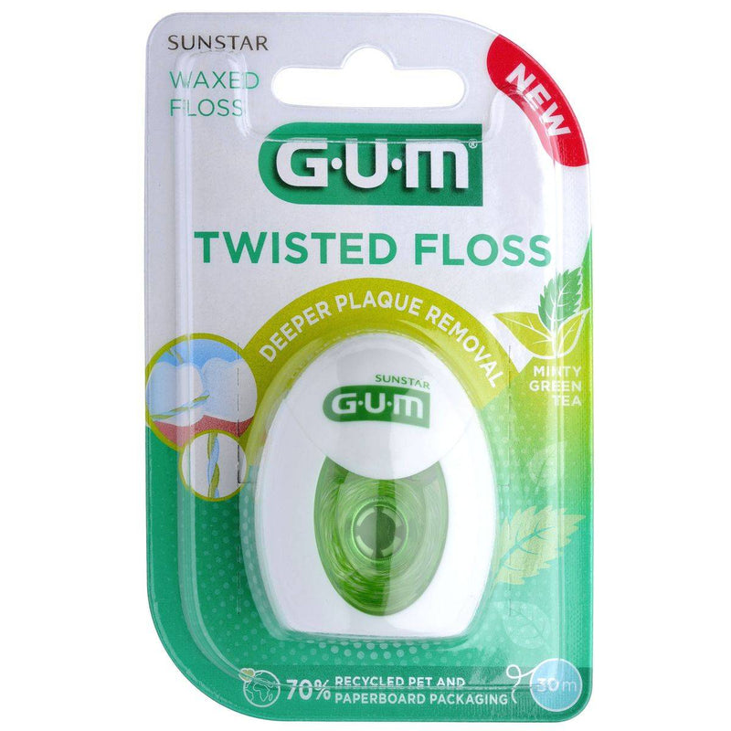 Gum Twisted Floss Waxed Minty Green Tea 30m