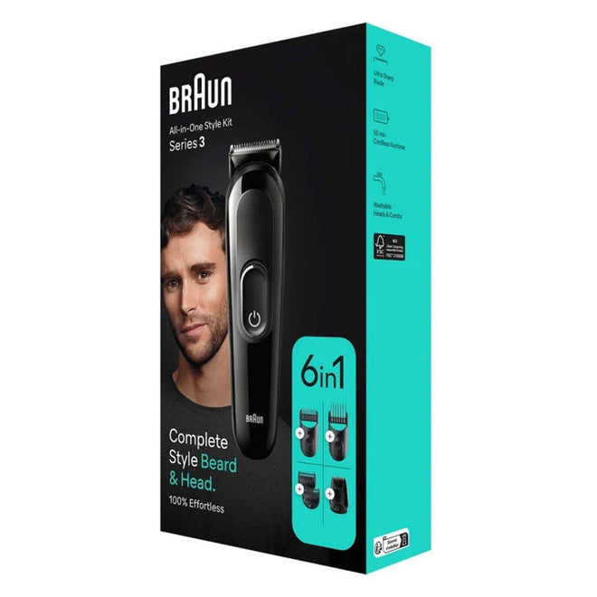 Braun Beard Trimmer Electric Series 3 6 In One Style Kit Black MGK3410