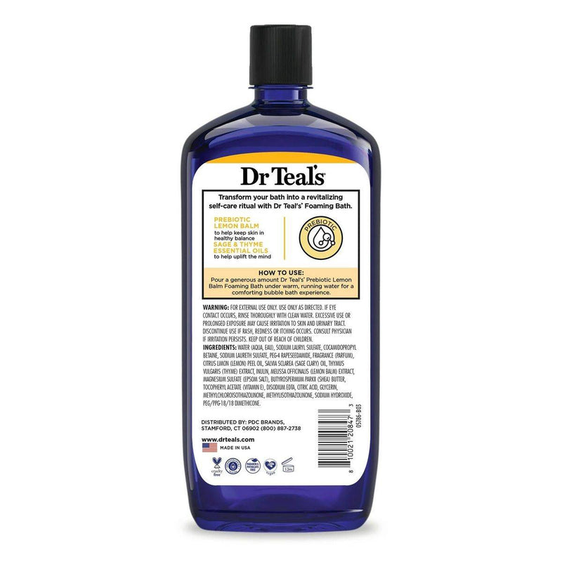 Dr Teals Foaming Bath With Pure Epsom Salt Prebiotic Lemon Balm 1000ml