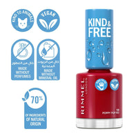 Rimmel Kind & Free Nail Polish 156 Poppy Pop Red 8ml