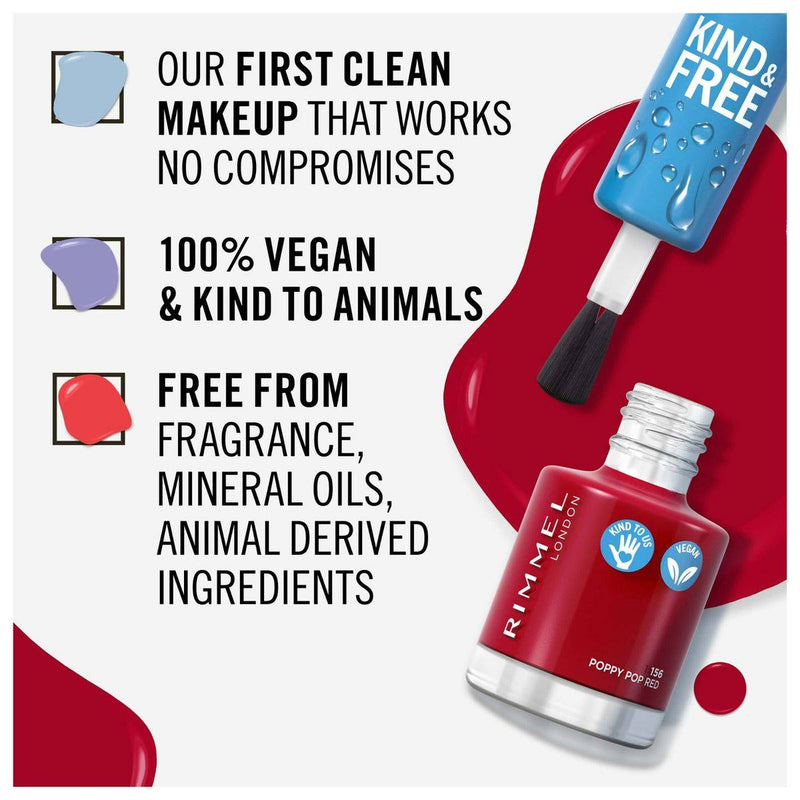 Rimmel Kind & Free Nail Polish 156 Poppy Pop Red 8ml