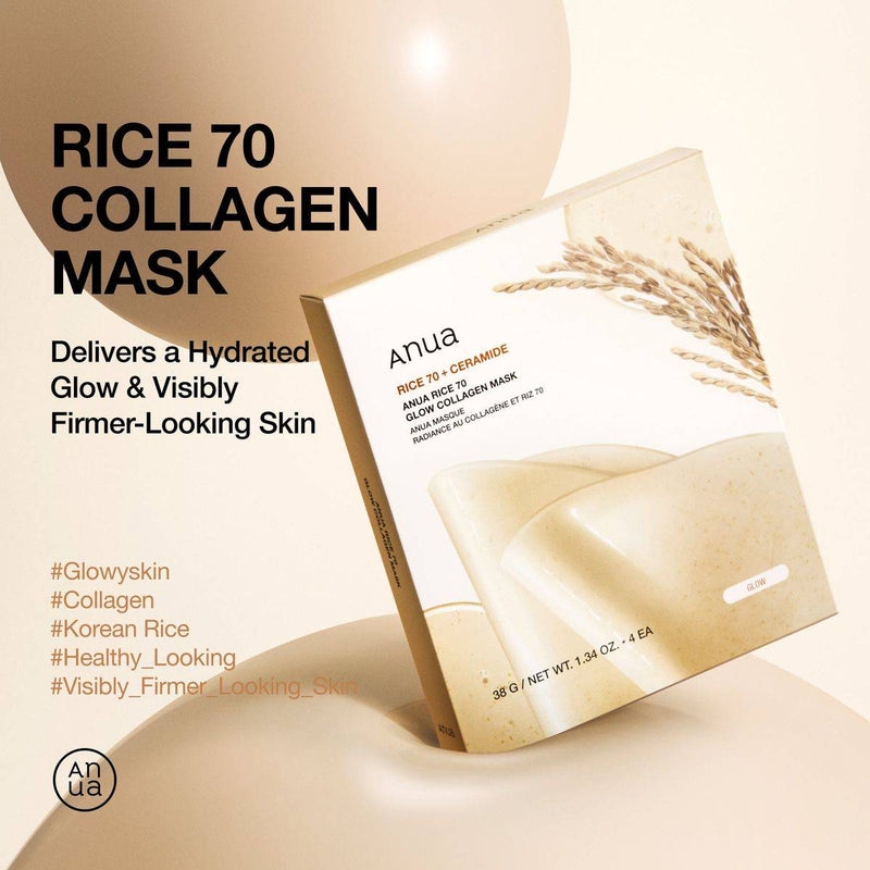 Anua Face Mask Rice 70 Glow Collagen 38g x 4 Pieces