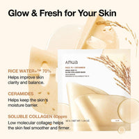 Anua Face Mask Rice 70 Glow Collagen 38g x 4 Pieces