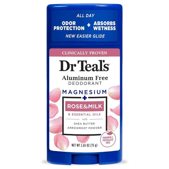 Dr Teals Aluminum Free Deodorant Stick Rose & Milk 75g