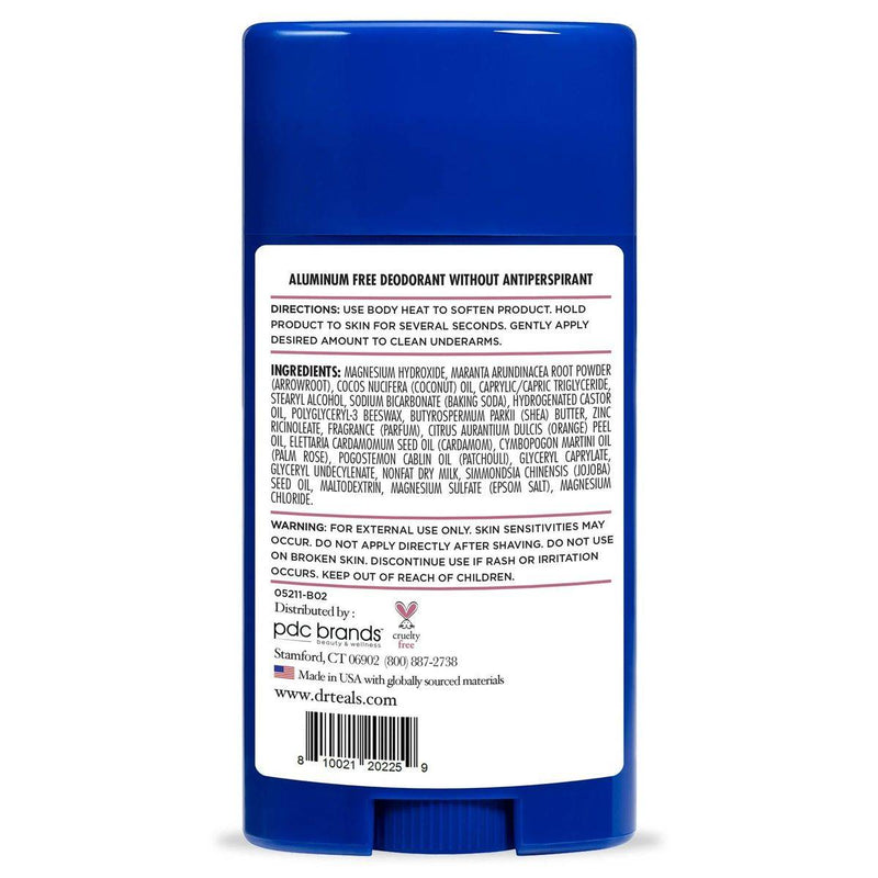 Dr Teals Aluminum Free Deodorant Stick Rose & Milk 75g