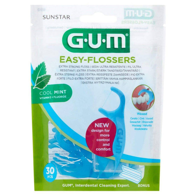 Gum Easy Flossers Waxed Cool Mint 30 Pieces
