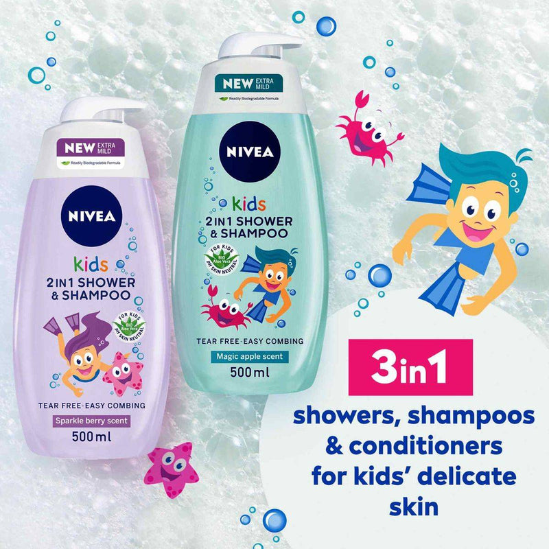 Nivea Kids 3in1 Shower Shampoo Conditioner Boy Magic Apple 500ml
