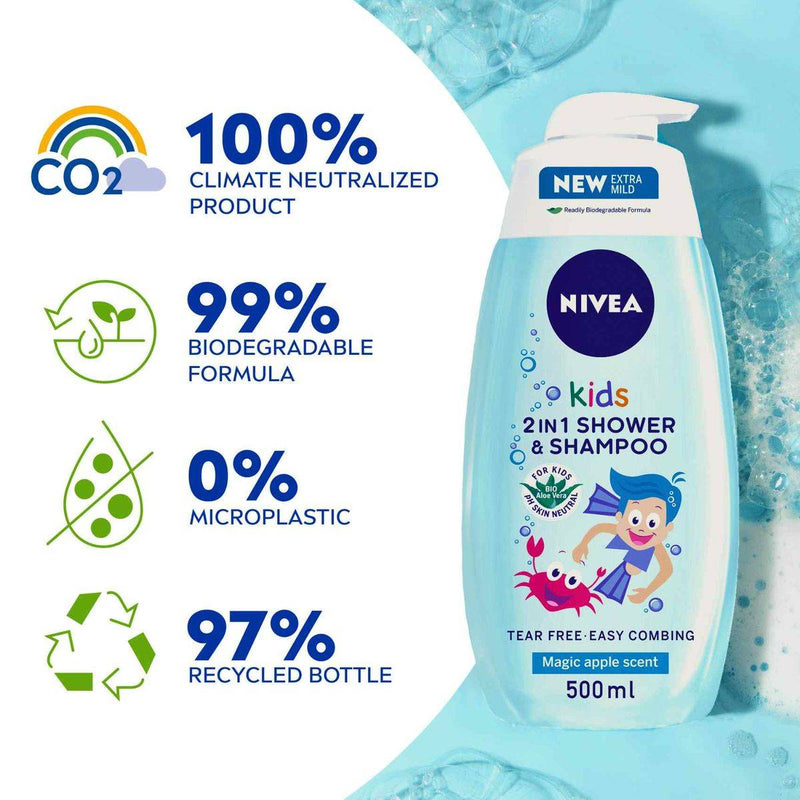 Nivea Kids 3in1 Shower Shampoo Conditioner Boy Magic Apple 500ml