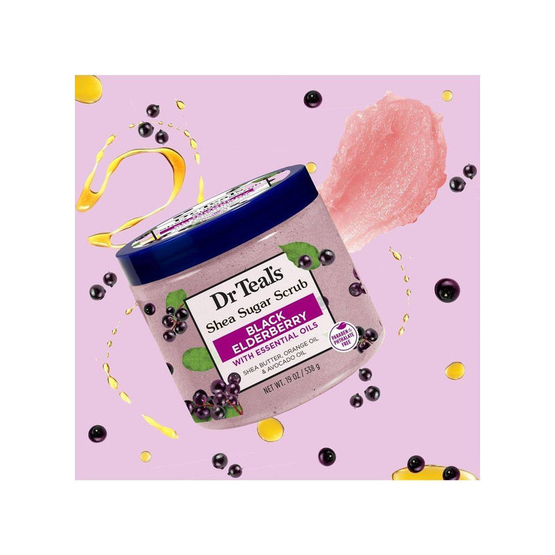 Dr Teals Shea Sugar Scrub Black Elderberry 538g