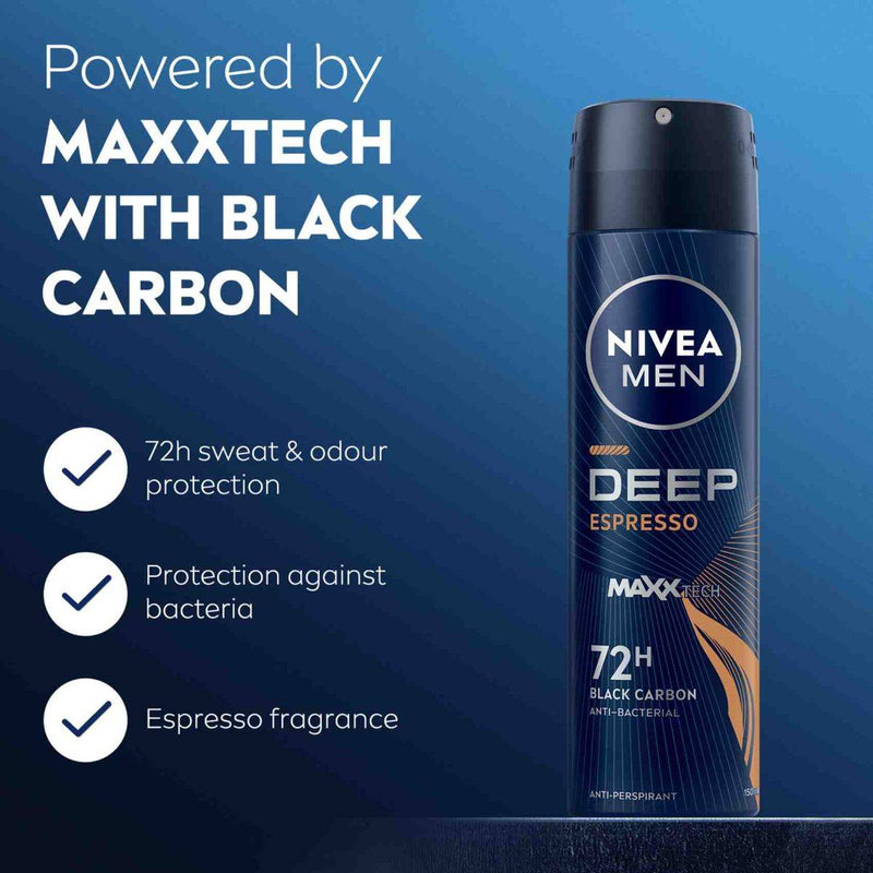 Nivea Men Deodorant Spray Deep Black Carbon Espresso 150ml
