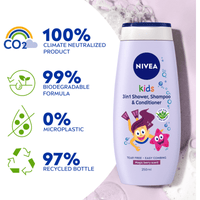 Nivea Kids 3in1 Shower Shampoo Conditioner Girl Sparkle Berry 500ml