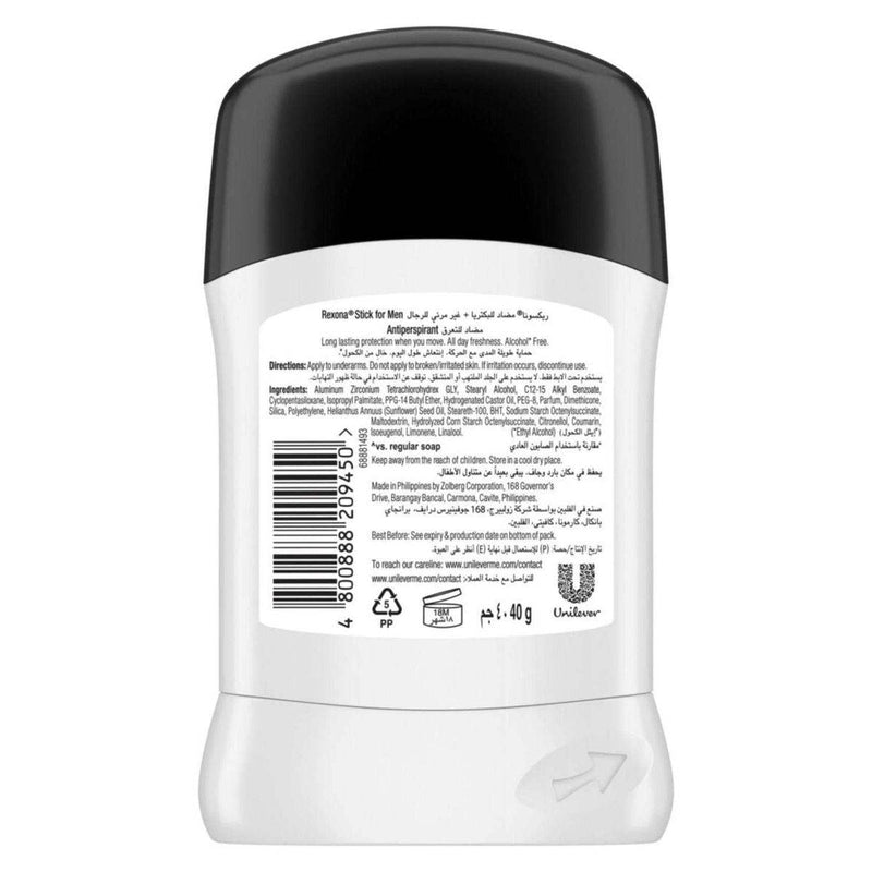 Rexona Men Deodorant Stick Antibacterial + Invisible 40g