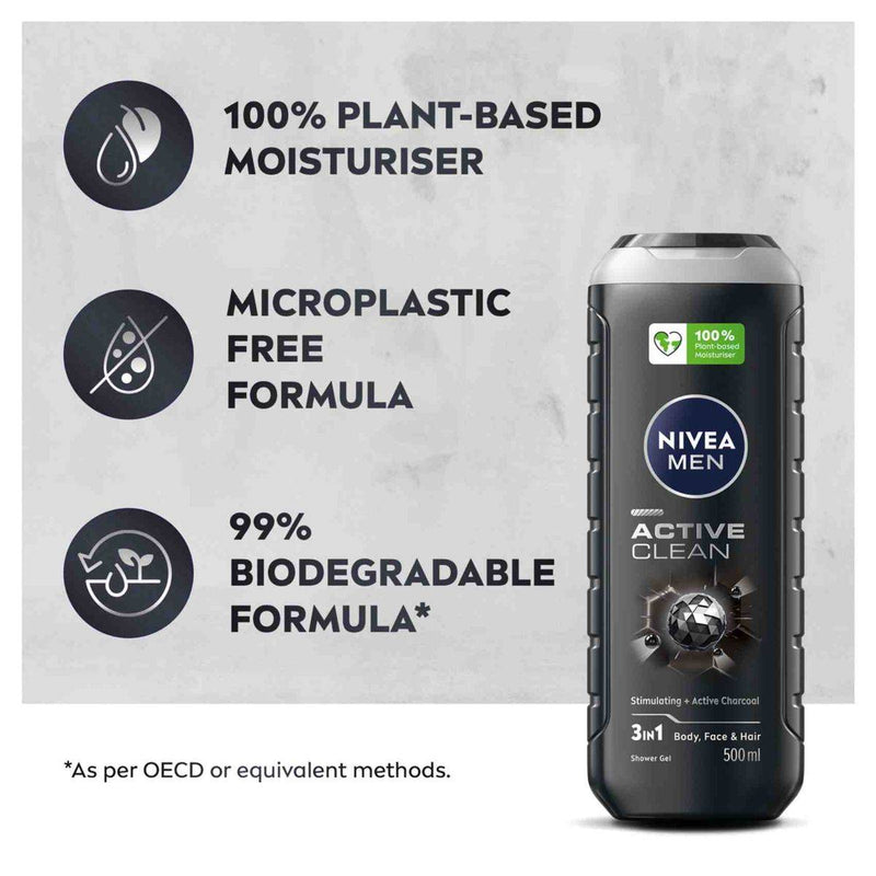 Nivea Men Shower Gel Active Clean Charcoal 500ml