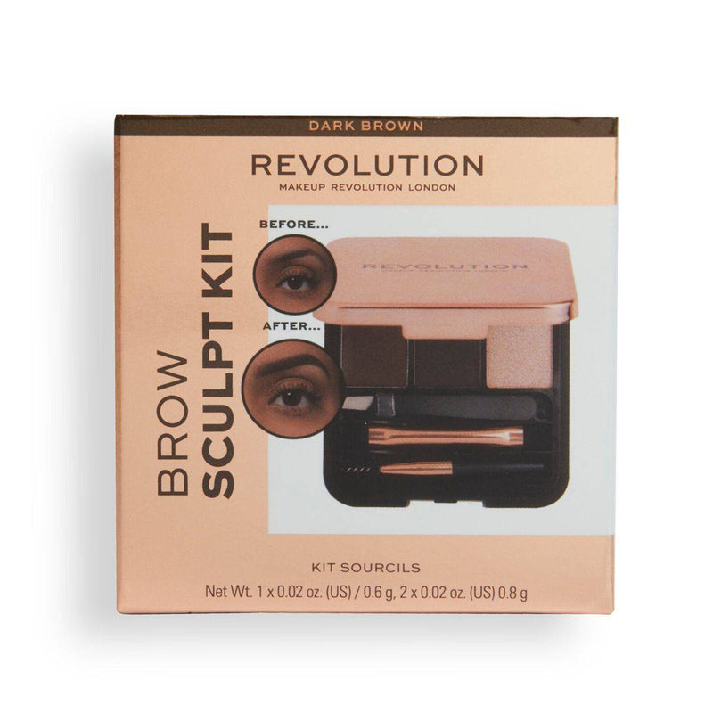 Revolution Makeup Brow Sculpt Kit Dark Brown 0.6g/0.8g