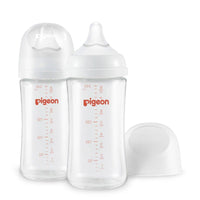 Pigeon Glass Feeding Bottle White Cap 240ml