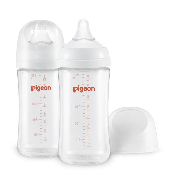 Pigeon Glass Feeding Bottle White Cap 240ml